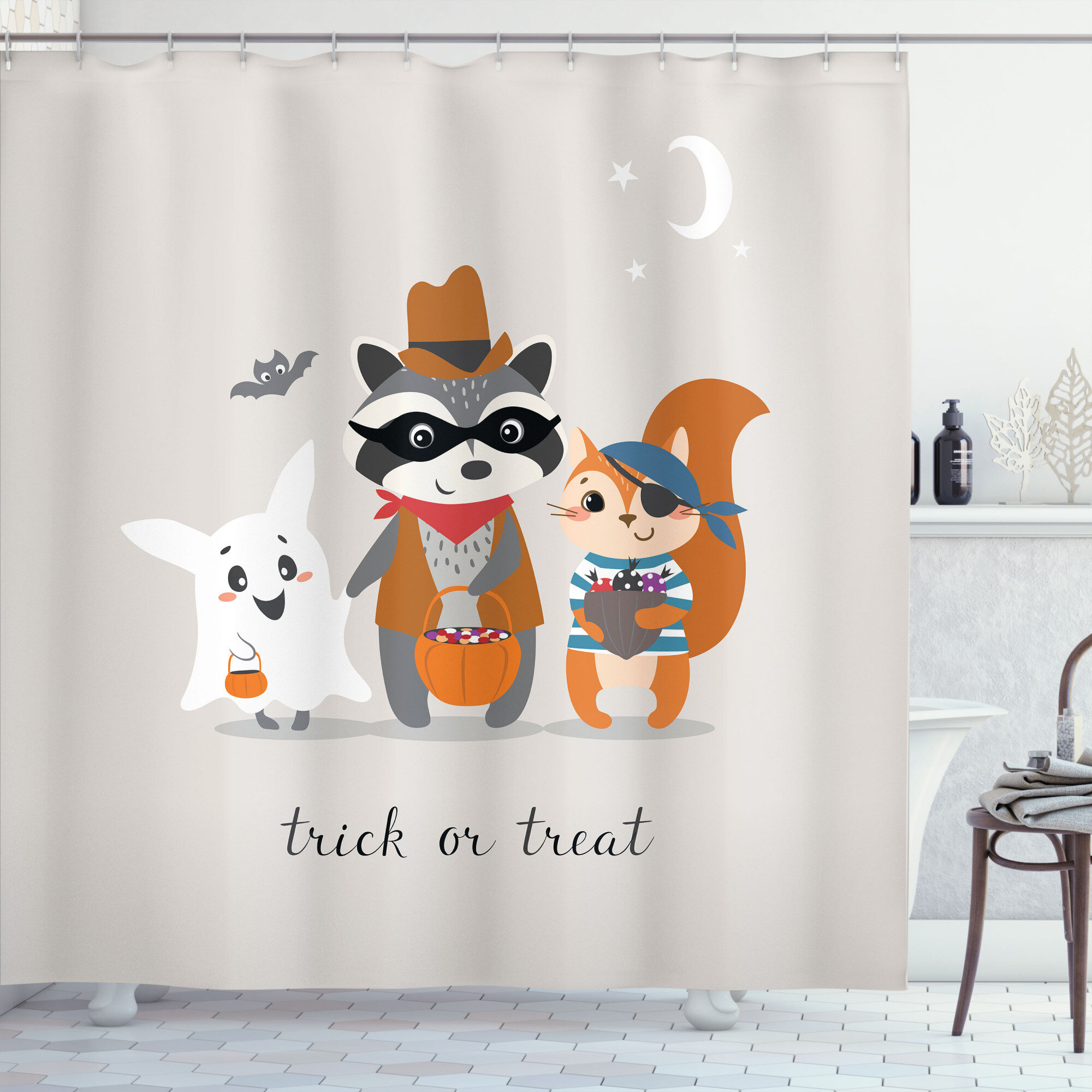 Ghost Shower Curtain Set + Hooks East Urban Home Size: 75 H x 69 W