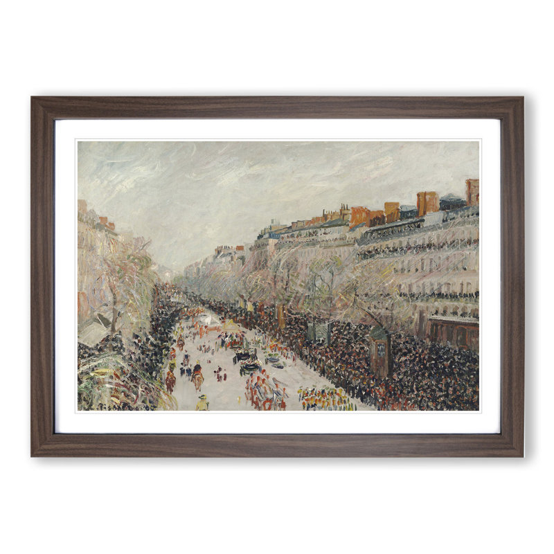 On the Boulevards by Camille Pissarro - Picture Frame Painting, Walnut Framed, 27cm H x 36cm W x 2cm D