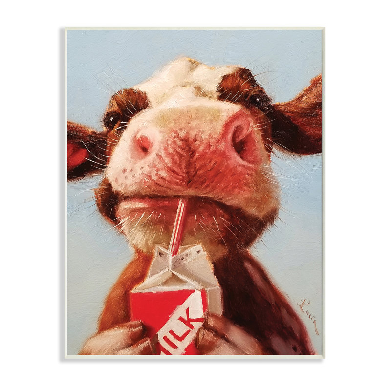 Bébé vache, lait, boîte, carton, portrait de ferme, Plaque murale, H 15 po x l 10 po