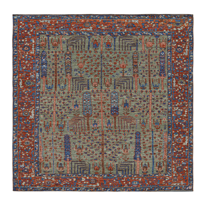 Burano Hand Knotted Wool Floral Area Rug, Runner 3' x 10'
