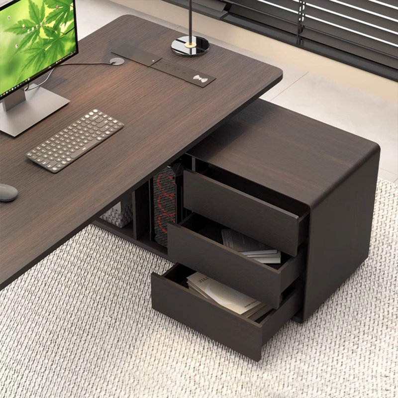 Bureau en L 94,49 po en forme de L en bois fumé, H 29,53 po x l 94,49 po x P 47,24 po