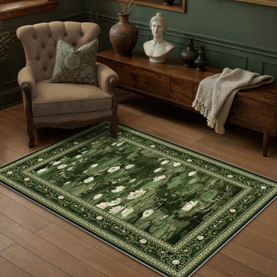 Aura Waterlily Art Machine Washable Area Rug