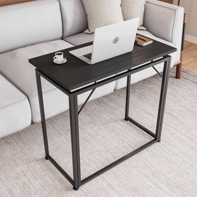 31.5” Wide Folding Desk For Small Spaces, No Assembly Required, Black