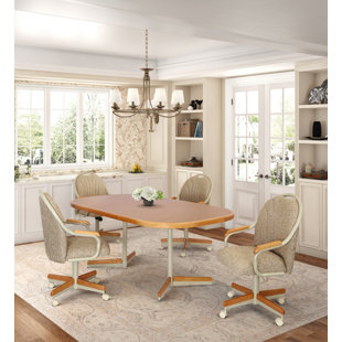 5-Piece Extendable Double-Pedestal Caster Dining Set