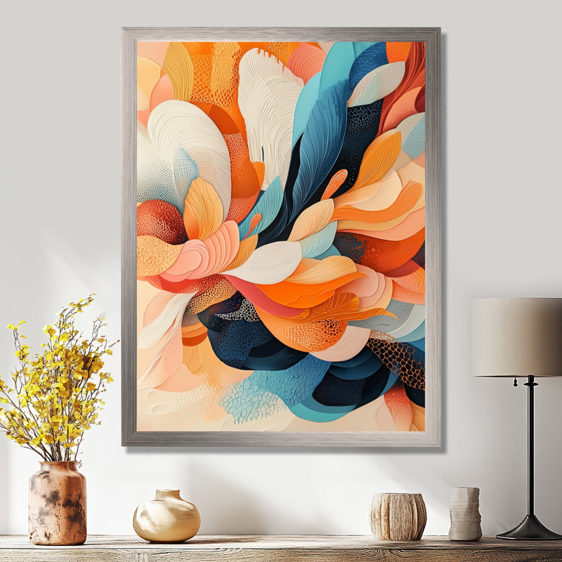 Novan - art mural abstrait, Impression d'un seul cadre photo, Argent argent, H 40 po x l 30 po