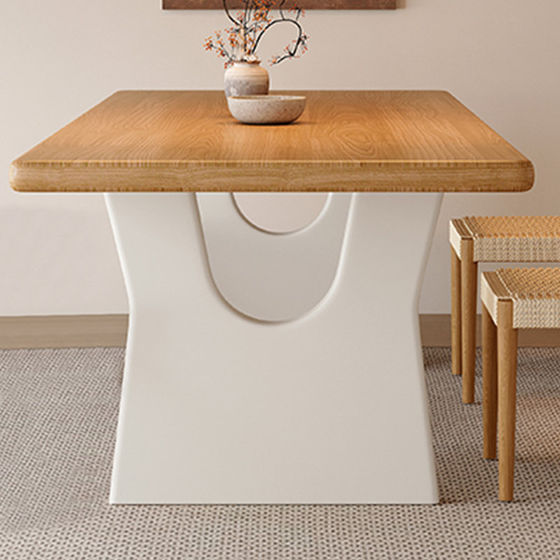 Solid wood ash simple dining table, 29.53" H x 55.12" L x 27.56" W, White