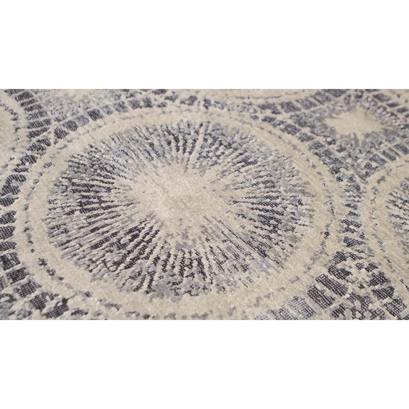 Hand-Knotted High-Quality Black and Ivory Area Rug
