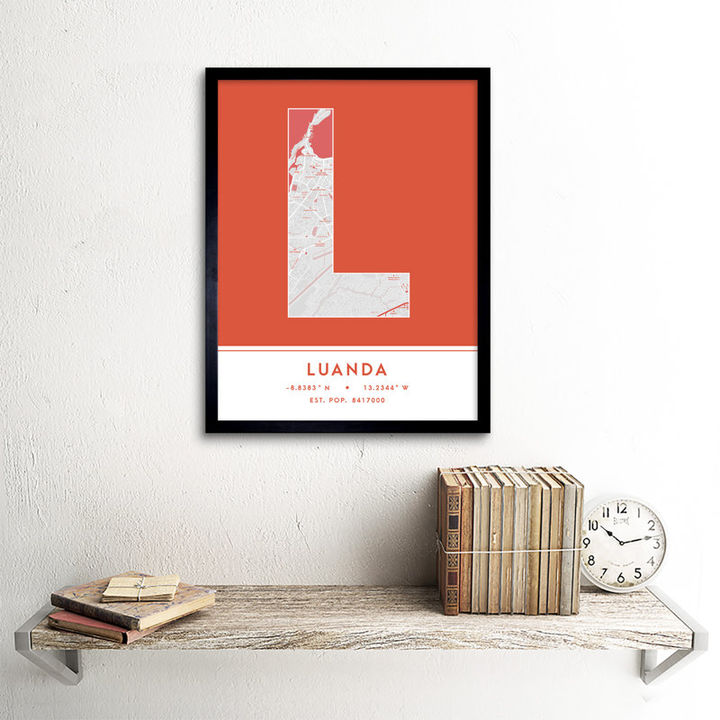 Luanda Angola City Map - Single Picture Frame Typography