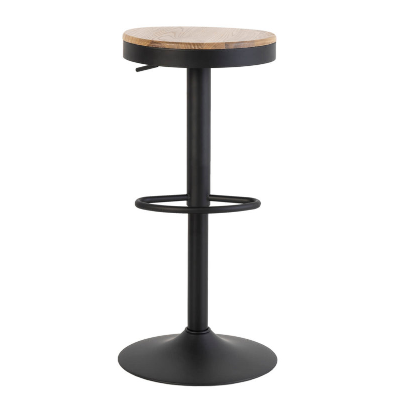 Savino Swivel Adjustable Height Counter Stool with Metal Frame, Black