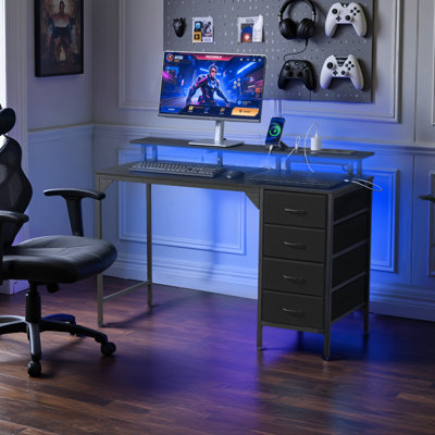 Bureau d'ordinateur 47 pouces avec lumières DEL intelligentes 4 prises de courant