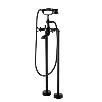 Calliope 3 Handle Floor Clawfoot Tub Faucet with Diverter