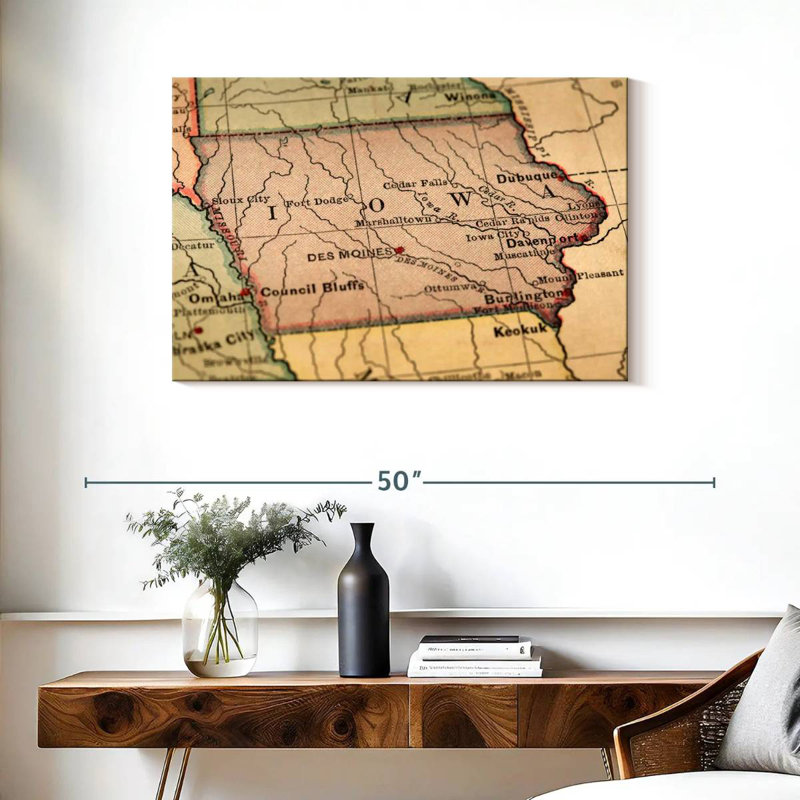 Carte rétro de l'Alaska, Iowa, H 24 po x l 36 po