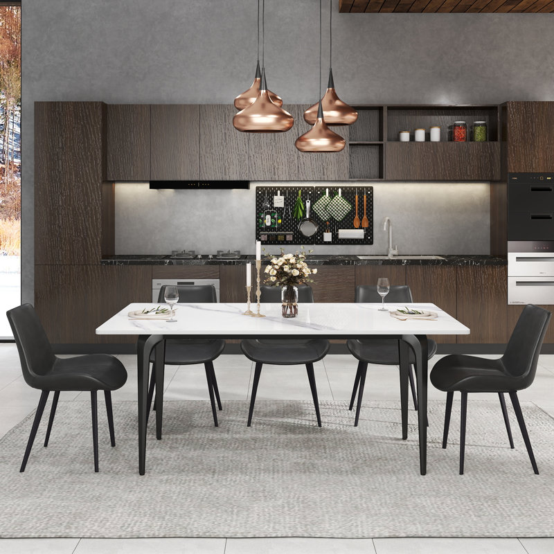 Ensemble de table de salle à manger 8 pièces 8 pièces avec chaises d'appoint en similicuir, ensemble de salle à manger 9 pièces