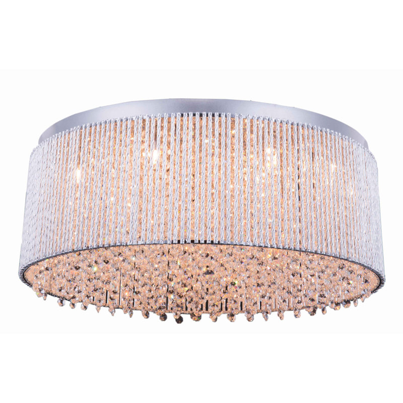 Plafonnier encastré cylindrique de style lustre Larrison, H 12 po x l 20 po x P 20 po, 12 lumières