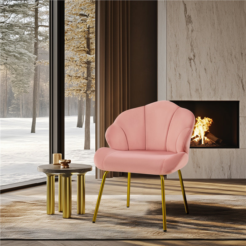 Velvet Accent Chair Vanity Makeup Chairs, Pink