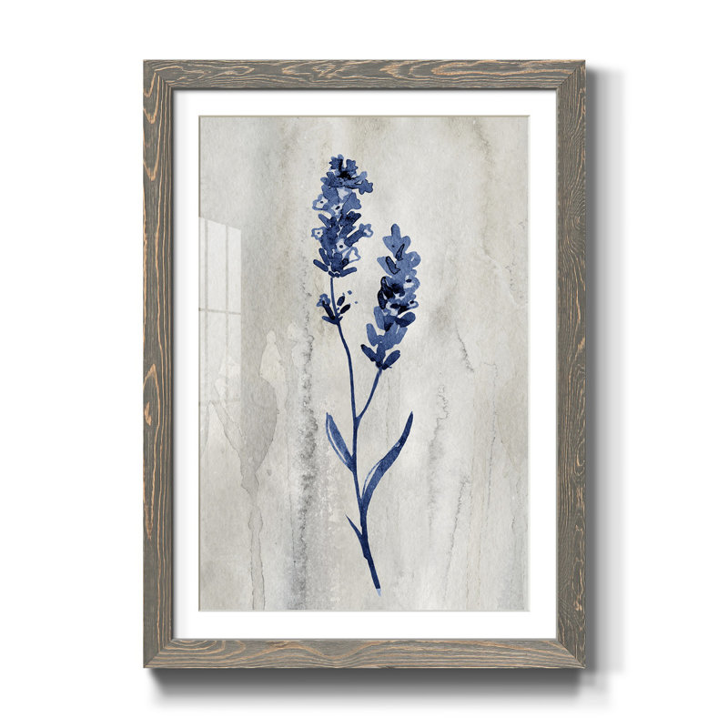Indigo botanique II - impression, H 31,5 po x l 23,5 po x P 1,5 po, gris
