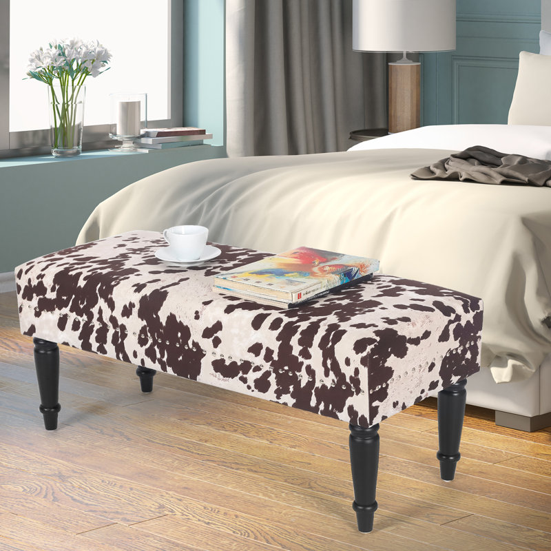 Flaxton Upholstered Ottoman, Beige/Black