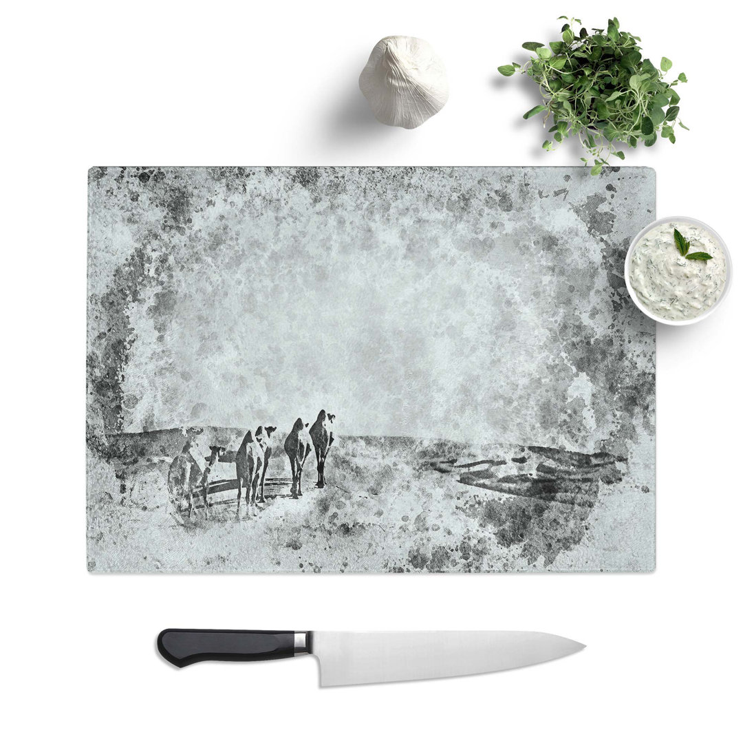 Tempered Glass Camels on the Move Chopping Board