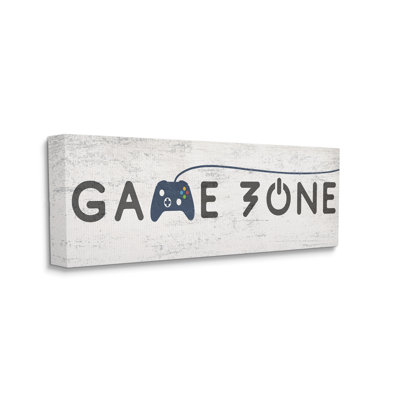 " Game Zone Video Gamer Phrase Rustic Blue Controller " by Daphne Polselli