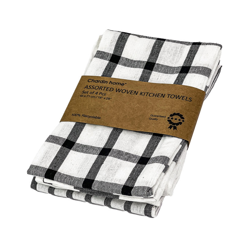 Torchon en coton, Noir / blanc