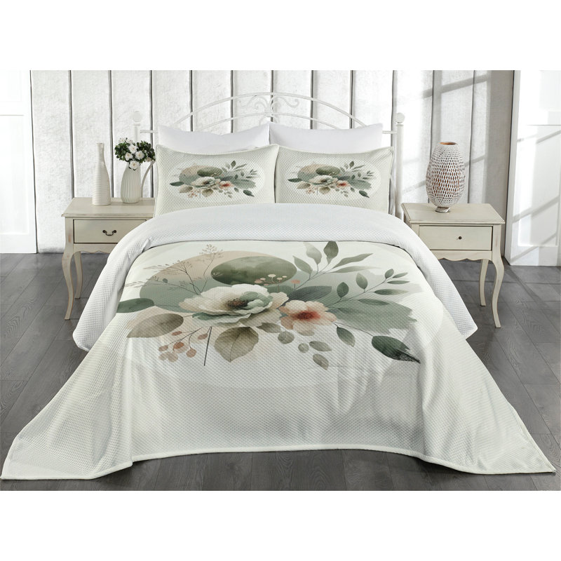 Polyester Floral Coverlet, King Coverlet + 2 Standard Shams
