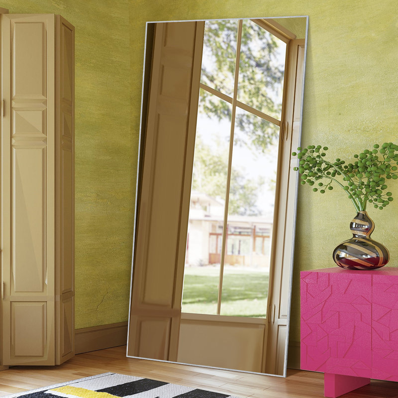 Mirta Rectangle Metal Full Length Mirror, Silver, 78" x 38"
