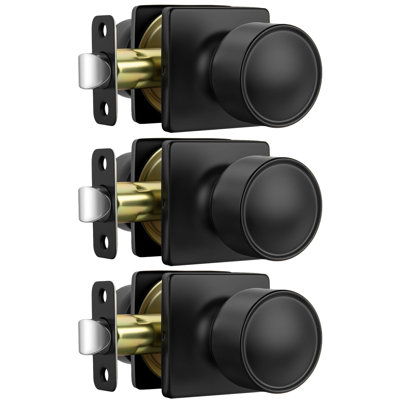Poignées de porte noires pour placard, poignées de porte carrées noires mates pour l'intérieur, poignées de porte noires pour couloir et placard (paquet de 3)