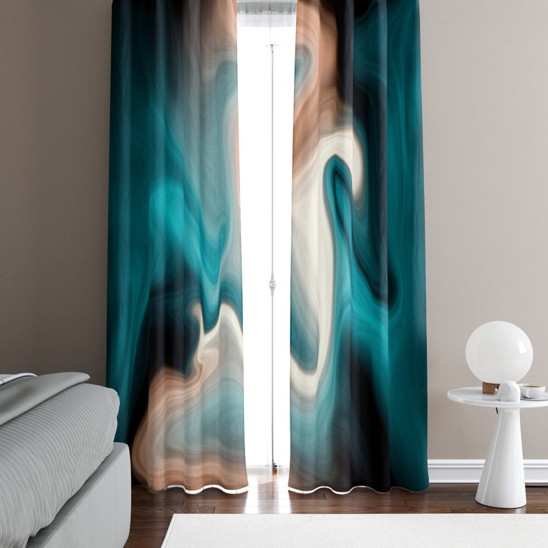 Panneaux de rideaux semi-transparents Abstract Abstract, L 40 po x L 52 po, Vert / brun