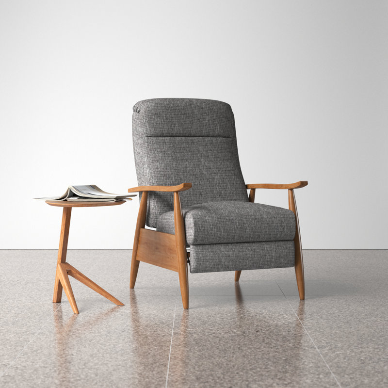 Fauteuil inclinable en cuir Imona, Polyester performance tissu lin gris cendré
