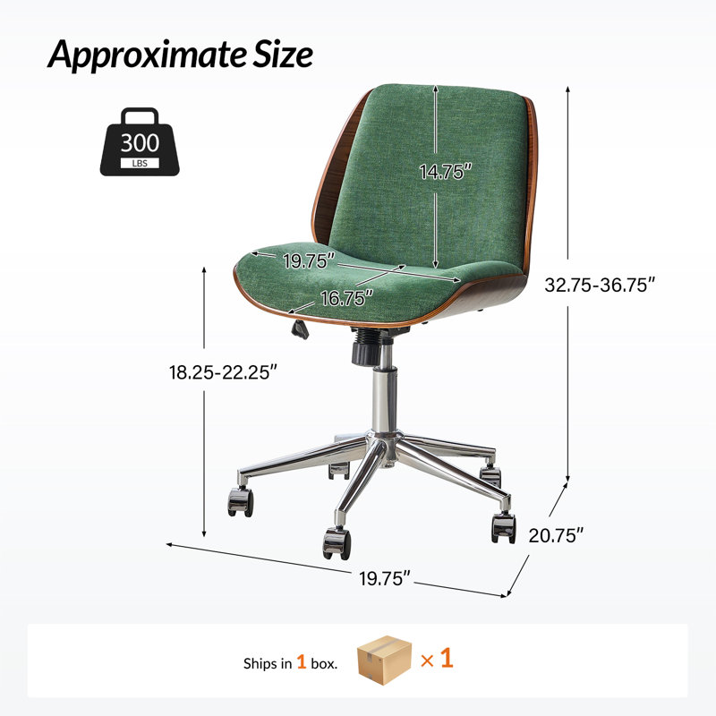 Chaise de bureau Oswina Ember, Polyester vert