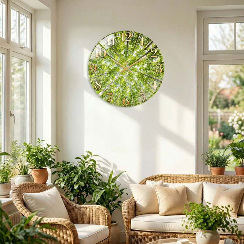 Horloge murale décorative en bois Forest Forest, 60 x 60 cm (23,6 x 23,6 pouces)