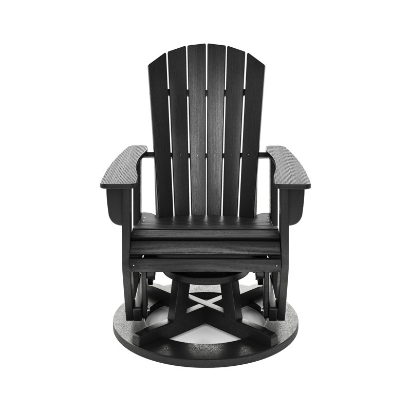Black HDPE Outdoor Swivel Glider Chair with Adirondack Design