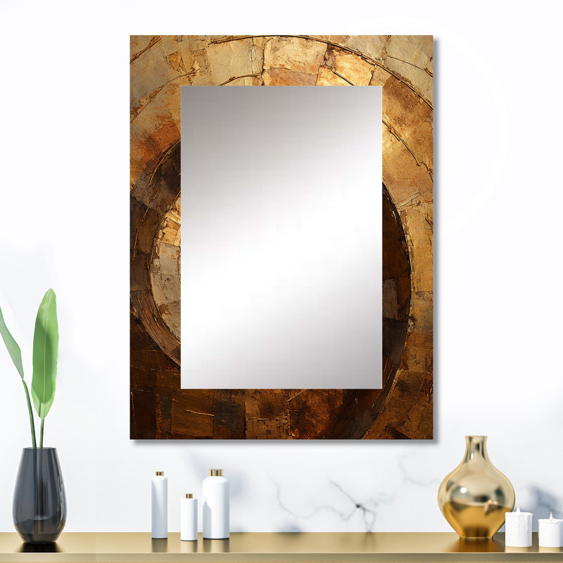 Or noir Timeless Turn II - miroir spirales abstraites, miroir mural moderne unique, art imprimé en métal, 32 po x 24 po