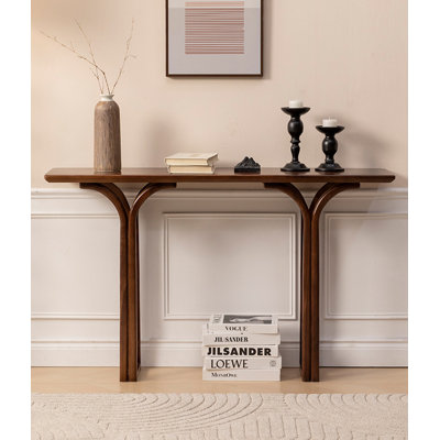 39.37" Brown Rectangular Solid Wood Console Table