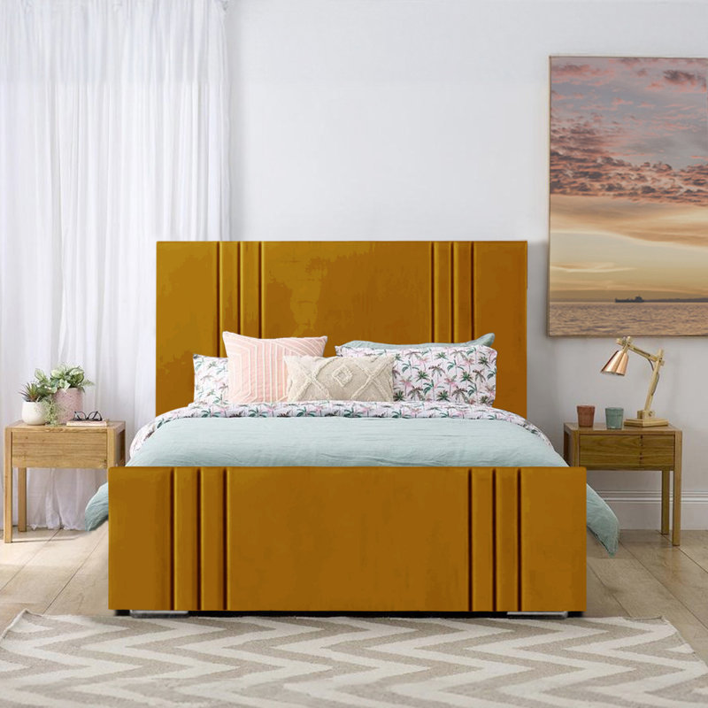 Adelpho Upholstered Bed, Kingsize (5'), Turmeric