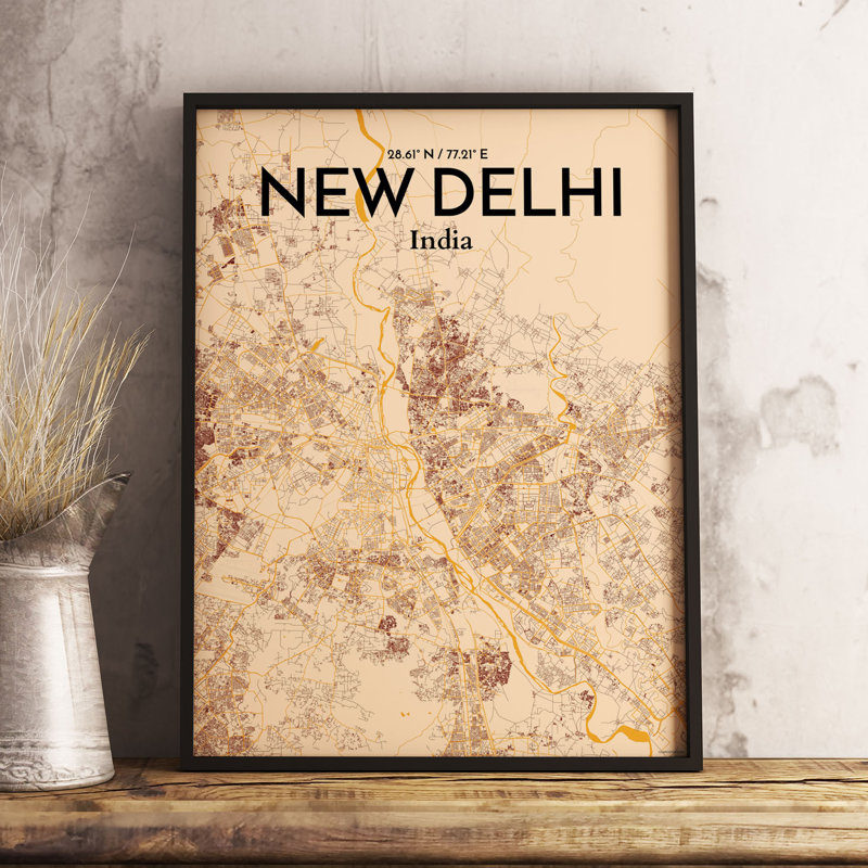 New Delhi City Map - No Frame Print, 43.2 cm H x 27.9 cm W x 0.12cm D
