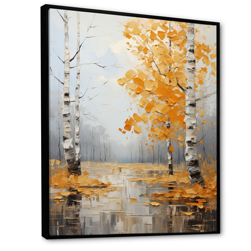 Sonate d'automne Catlee Birch Woods, Cadre flottant noir, H 44 po x l 34 po x P 1,5 po