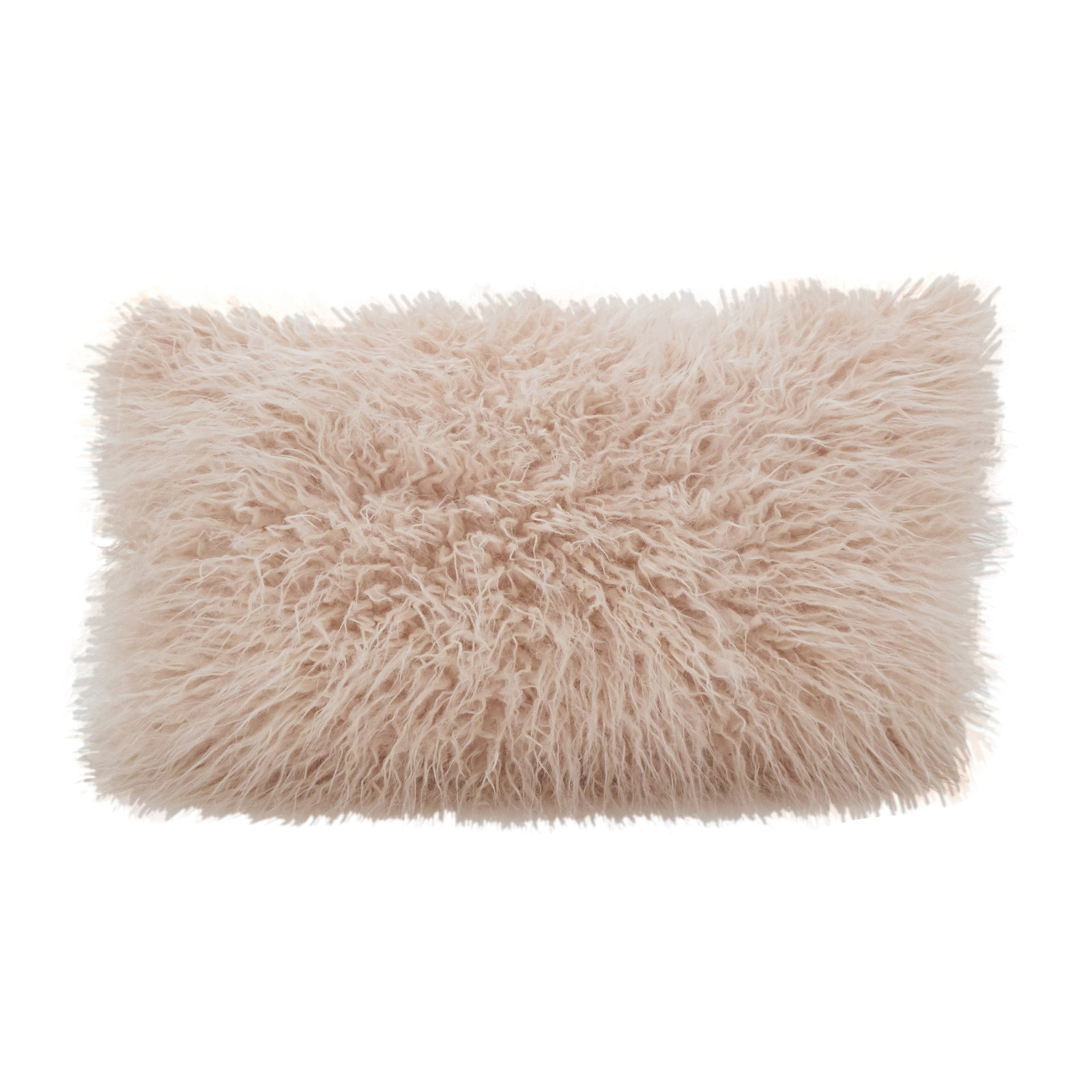 Faux Fur Lumbar Throw Pillow, Rose, 12"H x 20"W