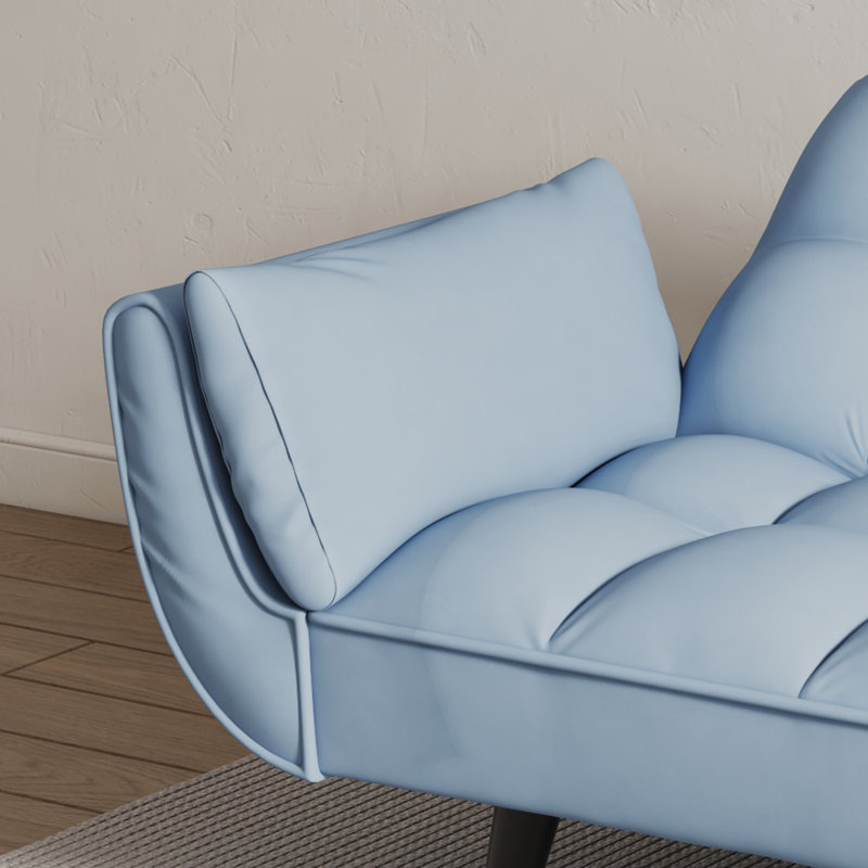 74 Inch Convertible Futon Sofa Bed - 2-Seat Mid-Century Loveseat with Adjustable Backrest, Velvet Upholstered Sleeper Sofa for Small Space Apartment, Antique Navy Blue