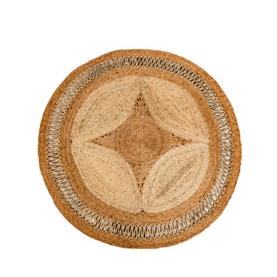 Two-tone Round Star-patterned Jute Doormat