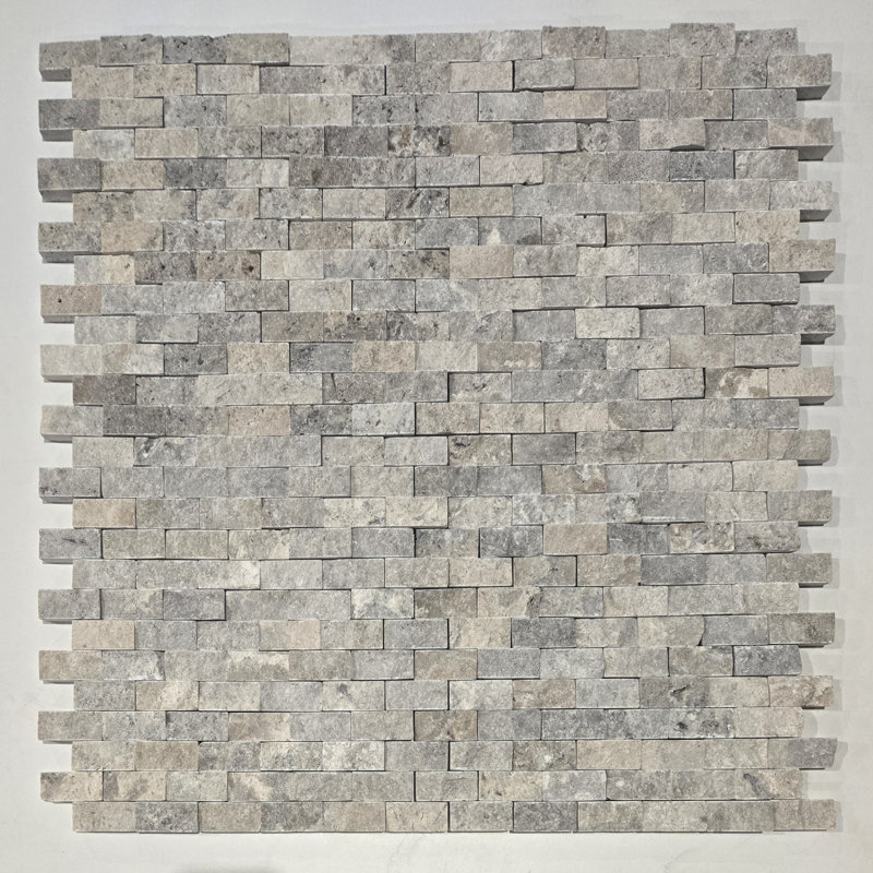1x2 BRICK SPLITFACE, Silver/Gray