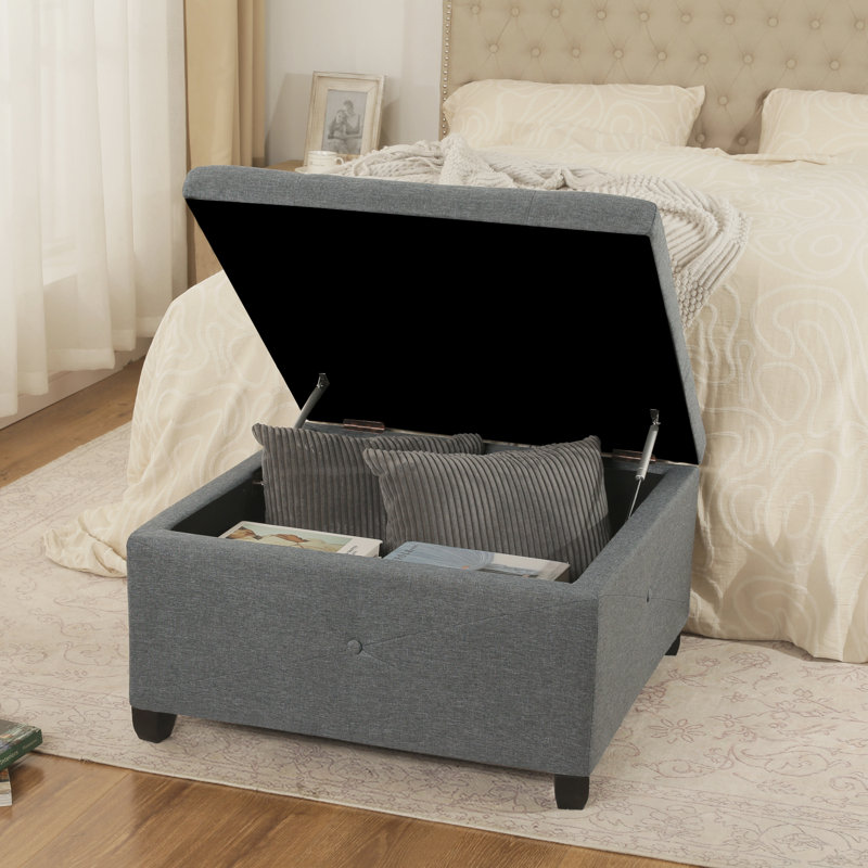 28" Linen Storage Ottoman Bench with Button Tufted 