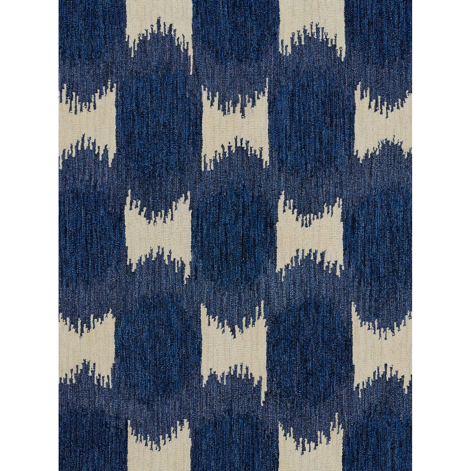 Chiara Navy Beige Hand-Tufted Wool Rug, Rectangle 8' x 10'