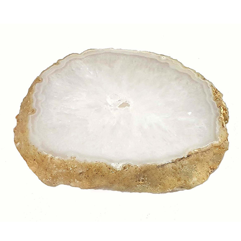 Assiette décorative, bords dorés irréguliers naturels, agate blanche 10 po