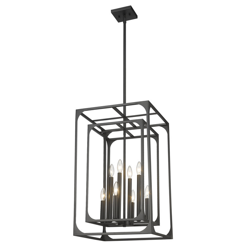Lustre carré 8 lumières, Noir mat