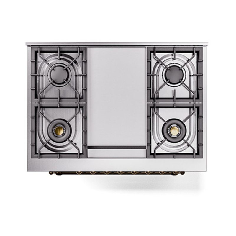 ILVE Nostalgie II Noblesse 36 in Dual Fuel Range, Stainless Steel/Bronze, Natural Gas