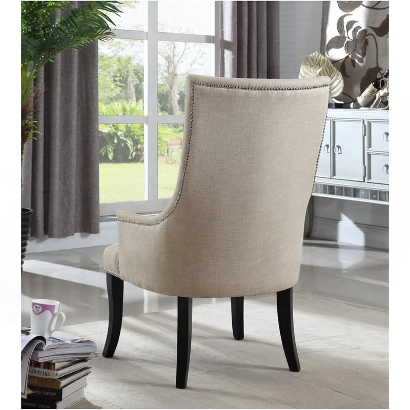 Chaise d'appoint à haut dossier, pieds en bois noirs, fauteuil rembourré de salon contemporain