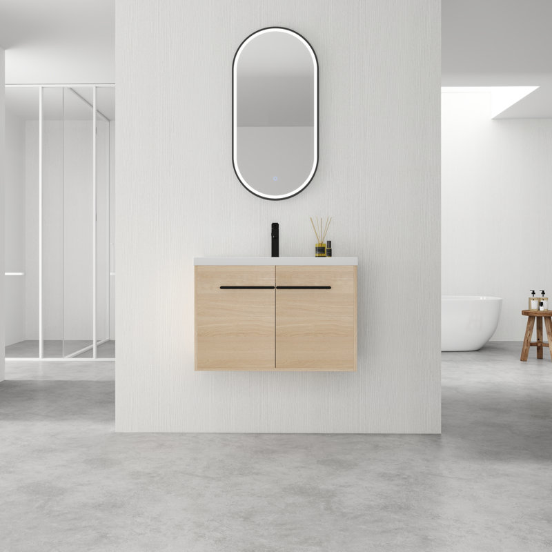 Ensemble de meuble-lavabo simple 29,54 po avec plateau en résine Leevan