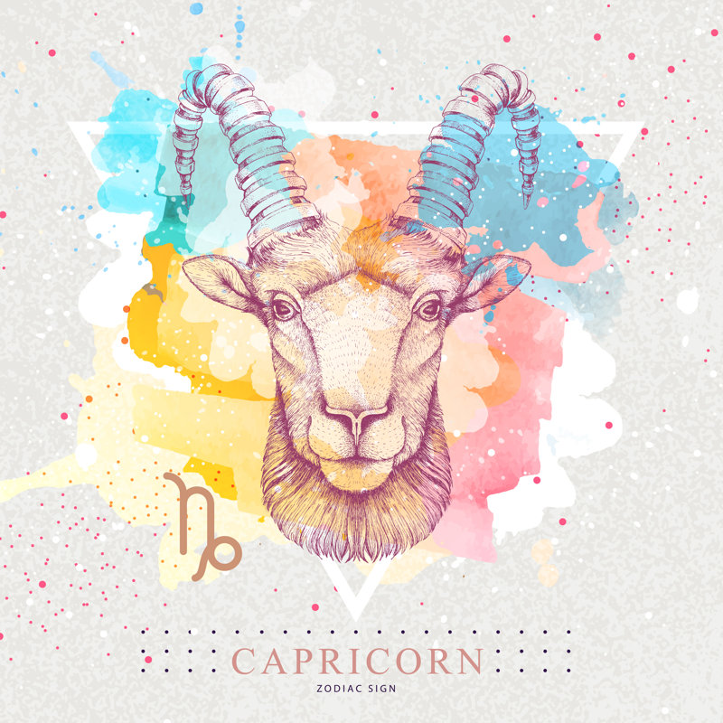 Witchcraft Card with Astrology Capricorn Zodiac Sign 1 Piece Wrapped Canvas Wall Art, 30cm H x 30cm W