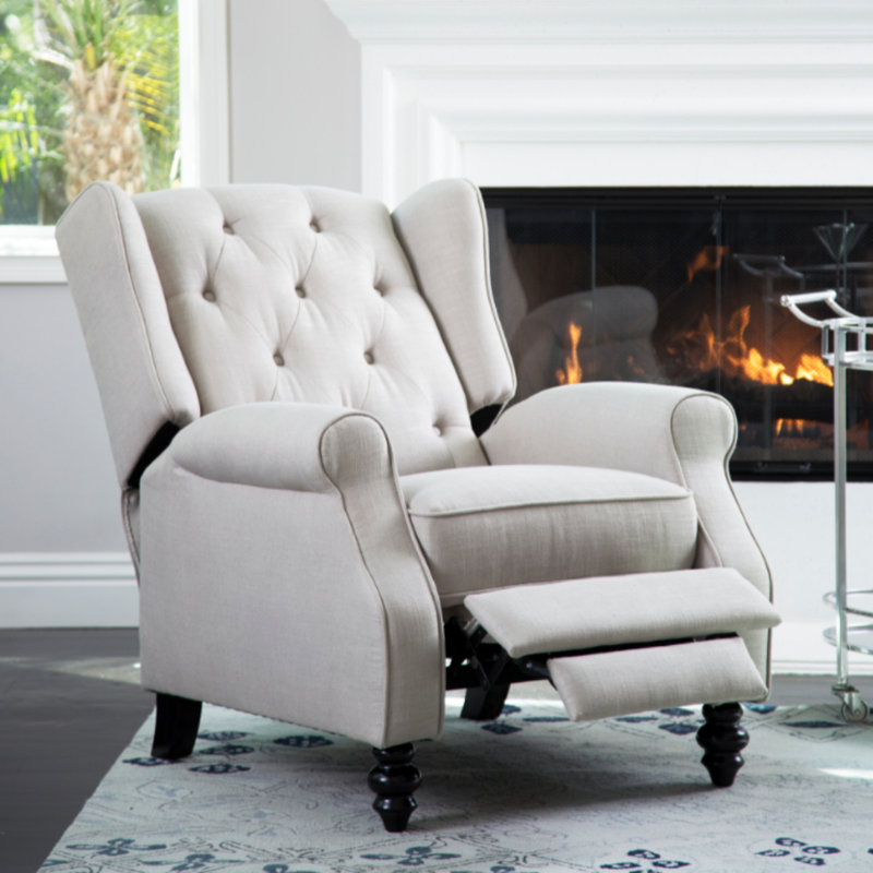 Fauteuil inclinable manuel Chih, 100 % polyester gris clair